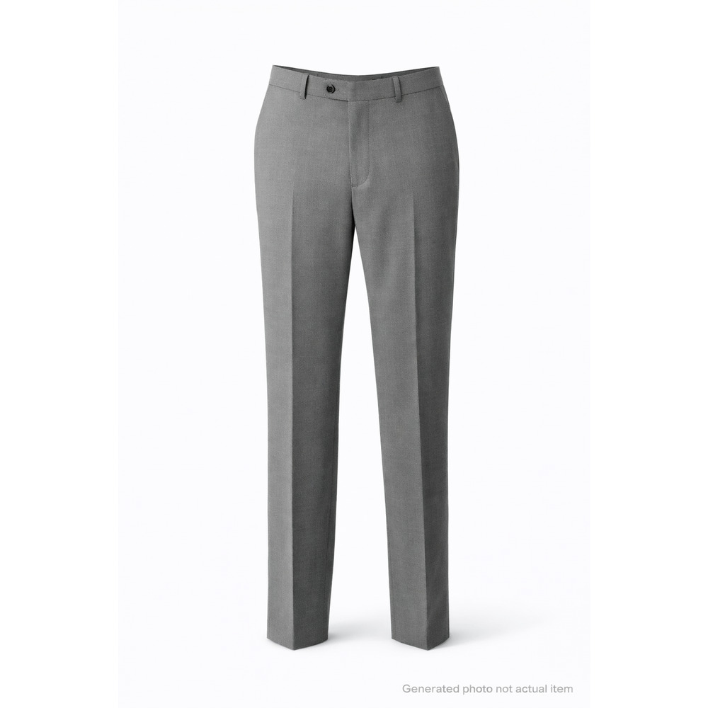 Egara Men's Gray Dress Pants 32x32 Slim Fit 100% Wool Flat Front Business